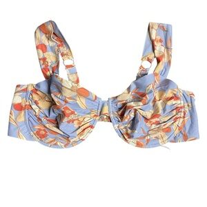 Floral Blue and Orange‎ Bikini Top